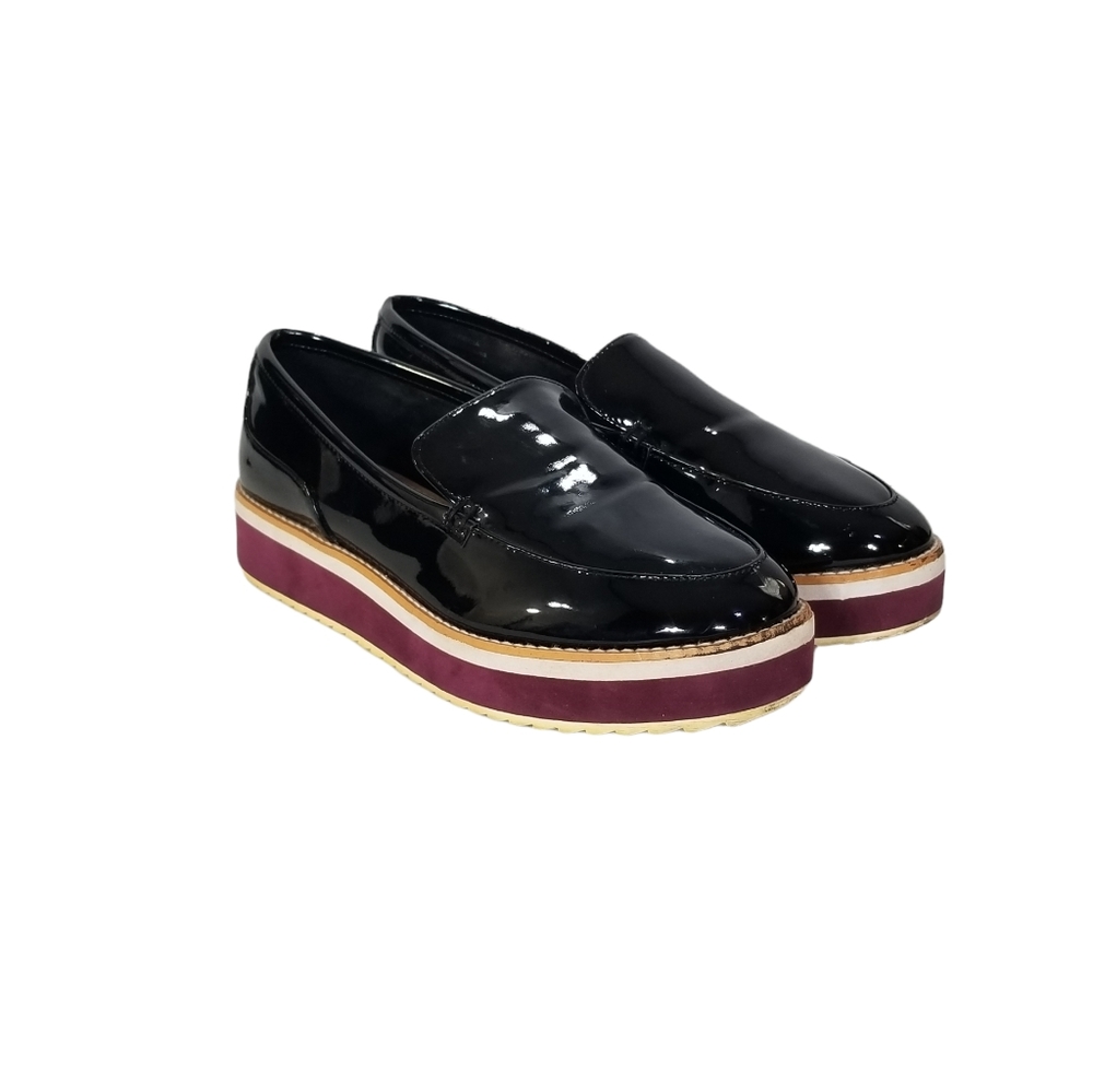 Crown Vintage Mireicia Patent Leather Platform Wedge Loafers In Black Size 8